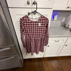 GAP Kids Red and White Plaid Peplum Blouse
